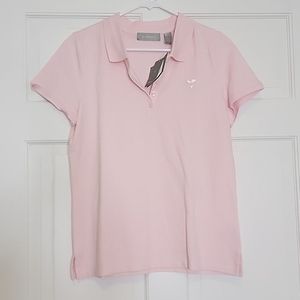 NWT Liz Claiborne Pink Heart Polo Shirt Size Large